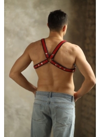 Черно-красная мужская портупея Black-Red - БДСМ Арсенал - купить с доставкой в Грозном