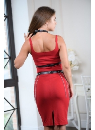 Черно-серебристая портупея-юбка plus size с цепочками - БДСМ Арсенал - купить с доставкой в Грозном