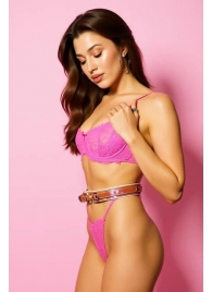 Эффектный розовый пояс из голографической эко-кожи - БДСМ Арсенал - купить с доставкой в Грозном