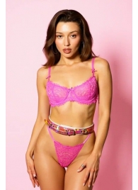 Эффектный розовый пояс из голографической эко-кожи - БДСМ Арсенал - купить с доставкой в Грозном