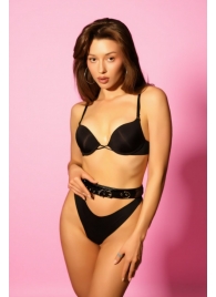 Эффектный черный пояс из лаковой эко-кожи - БДСМ Арсенал - купить с доставкой в Грозном