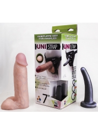 Страпон-унисекс с двумя насадками UNI strap 7  Harness - 19 и 16 см. - LOVETOY (А-Полимер) - купить с доставкой в Грозном