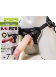 Страпон-унисекс с двумя насадками UNI strap 7  Harness - 19 и 16 см. - LOVETOY (А-Полимер) - купить с доставкой в Грозном