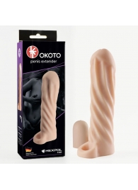 Телесная насадка-удлинитель Okoto со спиралевидным рельефом - 16 см. - Sitabella - в Грозном купить с доставкой
