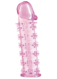 Розовая насадка на пенис с шипами - 12,5 см. - A-toys - в Грозном купить с доставкой
