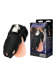 Черная клетка для пениса Silicone Small 2 in Cock Cage With Ball Divider - BlueLine - купить с доставкой в Грозном