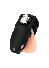 Черная клетка для пениса Silicone Small 2 in Cock Cage With Ball Divider - BlueLine - купить с доставкой в Грозном