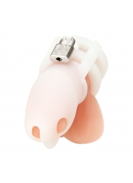 Белая клетка для пениса Silicone Small 2 in Cock Cage With Ball Divider - BlueLine - купить с доставкой в Грозном