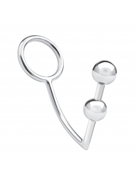 Кольцо на пенис с анальным стимулятором Two Bead Stainless Steel Anal Hook   Cock Ring - BlueLine - в Грозном купить с доставкой