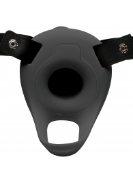 Черный полый страпон с вибрацией 2’’ Erection 28X Smooth Vibrating Silicone Penis Sheath - XR Brands - купить с доставкой в Грозном