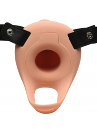 Телесный полый страпон 2  Erection 28X Smooth Vibrating Silicone Penis Sheath - 16 см. - XR Brands - купить с доставкой в Грозном