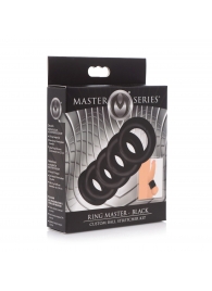 Комплект из 5 черных эрекционных колец для мошонки Ring Master Custom Ball Stretcher Kit - XR Brands - в Грозном купить с доставкой