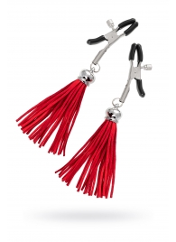 Зажимы на соски «Прищепки» с красными кисточками из замши - Pecado - купить с доставкой в Грозном