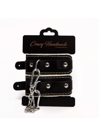 Черные скругленные наручники с мягкой бежевой подкладкой - Crazy Handmade - купить с доставкой в Грозном