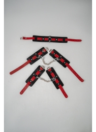 Черно-красный набор фиксаций: наручники, оковы и ошейник - Crazy Handmade - купить с доставкой в Грозном