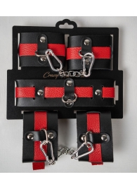 Черно-красный набор фиксаций: наручники, оковы и ошейник - Crazy Handmade - купить с доставкой в Грозном