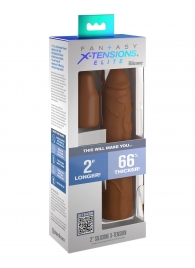 Коричневая насадка на член 2  Silicone X-tension - 20,3 см. - Pipedream - в Грозном купить с доставкой