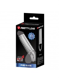 Прозрачная насадка на пенис с ребрышками и подхватом мошонки - Baile - в Грозном купить с доставкой