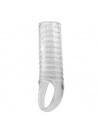 Прозрачная насадка на пенис с ребрышками и подхватом мошонки - Baile - в Грозном купить с доставкой