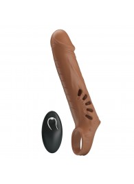 Коричневая вибронасадка с подхватом мошонки и пультом ДУ - Baile - в Грозном купить с доставкой