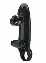 Черная вибронасадка на пенис с подхватом мошонки - 20 см. - Baile - в Грозном купить с доставкой