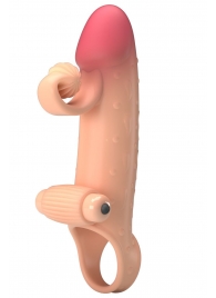 Телесная вибронасадка на пенис с подхватом мошонки - 20 см. - Baile - в Грозном купить с доставкой
