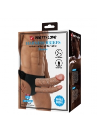 Темно-бежевый фаллопротез для двойного проникновения - 17,5 см. - Baile - купить с доставкой в Грозном