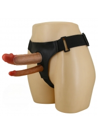 Темно-бежевый фаллопротез для двойного проникновения - 17,5 см. - Baile - купить с доставкой в Грозном