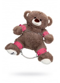 Бондажный набор: бурый мишка с розовыми оковами и наручниками - Pecado - купить с доставкой в Грозном