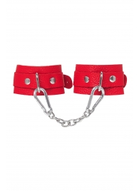 Красные кожаные наручники-браслеты со скруглёнными углами - Pecado - купить с доставкой в Грозном