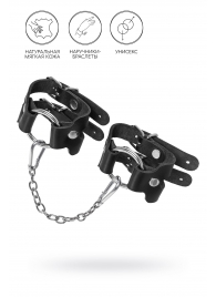 Черные кожаные наручники-браслеты из двух ремешков - Pecado - купить с доставкой в Грозном