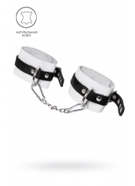 Бело-черные мягкие оковы с одним ремешком и люверсами - Pecado - купить с доставкой в Грозном