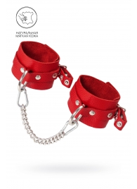 Красные мягкие кожаные оковы с люверсами - Pecado - купить с доставкой в Грозном