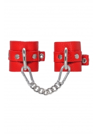 Красные мягкие кожаные наручники с люверсами - Pecado - купить с доставкой в Грозном