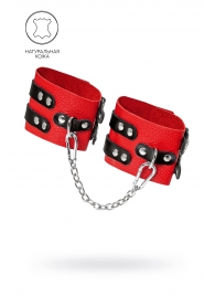 Красно-черные мягкие оковы с двумя ремешками с люверсами - Pecado - купить с доставкой в Грозном