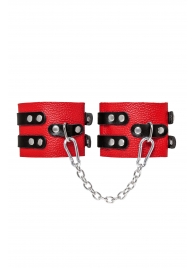 Красно-черные мягкие оковы с двумя ремешками с люверсами - Pecado - купить с доставкой в Грозном