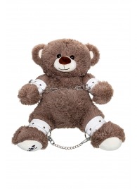 Бондажный набор: бурый мишка с белыми оковами и наручниками - Pecado - купить с доставкой в Грозном