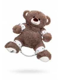 Бондажный набор: бурый мишка с белыми оковами и наручниками - Pecado - купить с доставкой в Грозном