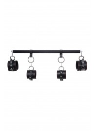 Черная распорка с 4 манжетами для рук и ног - Pecado - купить с доставкой в Грозном