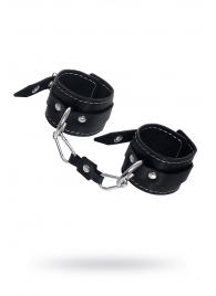 Черные двухслойные наручники с белой строчкой - Pecado - купить с доставкой в Грозном