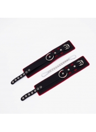 Черно-красные оковы с красной строчкой Sex - Crazy Handmade - купить с доставкой в Грозном