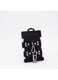 Черные кожаные наручники с регулируемыми ремешками - Crazy Handmade - купить с доставкой в Грозном