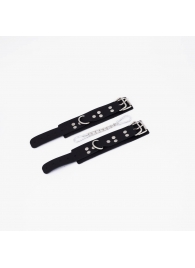 Черные кожаные наручники с регулируемыми ремешками - Crazy Handmade - купить с доставкой в Грозном