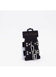 Черные кожаные оковы с регулируемыми ремешками - Crazy Handmade - купить с доставкой в Грозном