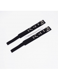 Черные кожаные оковы с регулируемыми ремешками - Crazy Handmade - купить с доставкой в Грозном