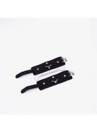 Черные кожаные наручники с хромированной фурнитурой - Crazy Handmade - купить с доставкой в Грозном