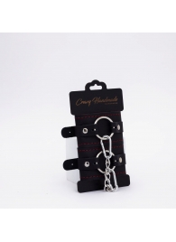 Черно-красные кожаные наручники - Crazy Handmade - купить с доставкой в Грозном