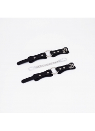 Черные кожаные наручники с кольцом - Crazy Handmade - купить с доставкой в Грозном