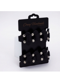 Черные кожаные наручники из звеньев - Crazy Handmade - купить с доставкой в Грозном