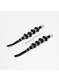 Черные кожаные оковы из звеньев - Crazy Handmade - купить с доставкой в Грозном